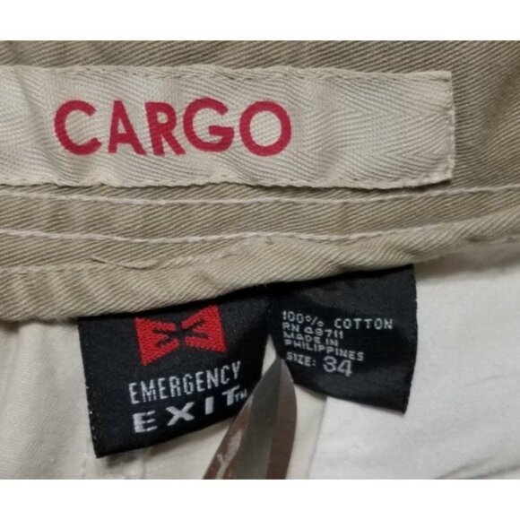 Cargo Shorts Emergency Exit Cotton Stone Color Flat Front Pockets Men's 34 NWT - Picture 7 of 13